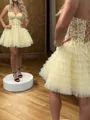 Unforgettable A-line Sweetheart Appliques Lace Short/Mini Tulle Corset Homecoming Dress