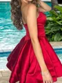 Stunning A-line Sweetheart Ruffles Short/Mini Satin Corset Homecoming Dress