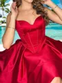 Stunning A-line Sweetheart Ruffles Short/Mini Satin Corset Homecoming Dress