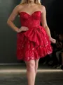 Charming A-line Sweetheart Bow Short/Mini Tulle Corset Homecoming Dress