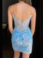 Delicate Sheath Spaghetti Straps Sequin Short/Mini Corset Homecoming Dress