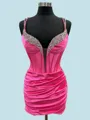 Fashion Sheath Rhinestone Straps Short/Mini Silk like Satin Corset Homecoming Dress
