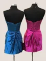 Sheath Exquisite Appliques Sweetheart Lace Short/Mini Silk Like Satin Corset Homecoming Dress