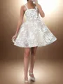 Unforgettable Straps A-line Spaghetti Appliques Lace Short/Mini Lace Corset Homecoming Dress