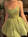 Straight A-line Pleated Fashion-forward Short/Mini Taffeta Homecoming Dress