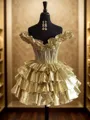 Off-the-Shoulder A-line Stunning Cascading Ruffles Short/Mini Corset Homecoming Dress