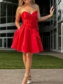 Bow Perfect A-line Sweetheart Short/Mini Satin Homecoming Dress