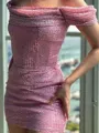 Off-the-Shoulder Sequin Trendy Sheath Short/Mini Homecoming Dress