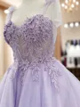 A-line Sweetheart Stylish Appliques Lace Short/Mini Tulle Corset Homecoming Dress