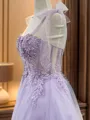 A-line Sweetheart Stylish Appliques Lace Short/Mini Tulle Corset Homecoming Dress