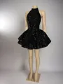 A-line Halter Extravagant Sequin Short/Mini Lace Homecoming Dress