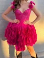 Elegant A-line Straps Flower Short/Mini Tulle Corset Homecoming Dress