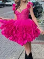 Elegant A-line Straps Flower Short/Mini Tulle Corset Homecoming Dress