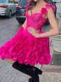 Elegant A-line Straps Flower Short/Mini Tulle Corset Homecoming Dress