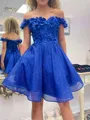 Stunning A-line Off-the-Shoulder Flower Short/Mini Homecoming Dress