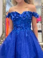 Stunning A-line Off-the-Shoulder Flower Short/Mini Homecoming Dress