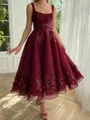Extravagant A-line Square Ruffles Tea-Length Tulle Homecoming Dress