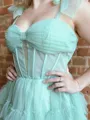 Unforgettable A-line Sweetheart Cascading Ruffles Short/Mini Tulle Corset Homecoming Dress