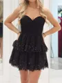 Trendy A-line Spaghetti Straps Cascading Ruffles Short/Mini Tulle Corset Homecoming Dress