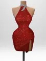 Perfect Sheath Halter Sequin Short/Mini Homecoming Dress