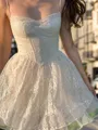 Trendy A-line Spaghetti Straps Ruffles Short/Mini Lace Corset Homecoming Dress