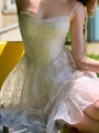 Trendy A-line Spaghetti Straps Ruffles Short/Mini Lace Corset Homecoming Dress