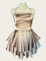 Breathtaking A-line Spaghetti Straps Cascading Ruffles Short/Mini Silk Like Satin Homecoming Dress