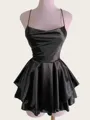 Breathtaking A-line Spaghetti Straps Cascading Ruffles Short/Mini Silk Like Satin Homecoming Dress