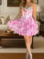 Gorgeous A-line Sweetheart Cascading Ruffles Short/Mini Corset Homecoming Dress