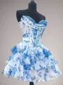 Perfect A-line Sweetheart Cascading Ruffles Short/Mini Corset Homecoming Dress