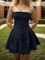 Stunning A-line Straight Ruffles Short/Mini Taffeta Homecoming Dress