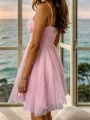 Gorgeous A-line Sweetheart Ruffles Short/Mini Tulle Corset Homecoming Dress