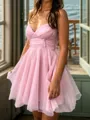 Gorgeous A-line Sweetheart Ruffles Short/Mini Tulle Corset Homecoming Dress