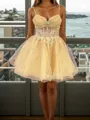 Magnificent A-line Sweetheart Ruffles Short/Mini Tulle Corset Homecoming Dress