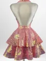 Gorgeous A-line Halter Cascading Ruffles Short/Mini Homecoming Dress