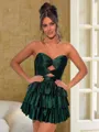Trendy A-line Sweetheart Cascading Ruffles Short/Mini Corset Homecoming Dress