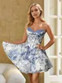 Perfect A-line Sweetheart Cascading Ruffles Chiffon Short/Mini Corset Homecoming Dress