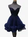 Glam A-line Sweetheart Ruffles Short/Mini Tulle Corset Homecoming Dress