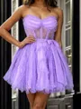 Charming A-line Sweetheart Ruffles Short/Mini Tulle Corset Homecoming Dress