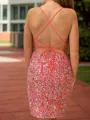 Stunning Sheath Spaghetti Straps Sequin Short/Mini Velvet Sequins Homecoming Dress