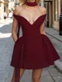 Luxurious A-line Halter Ruffles Short/Mini Stretch Crepe Homecoming Dress