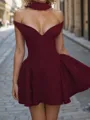 Luxurious A-line Halter Ruffles Short/Mini Stretch Crepe Homecoming Dress