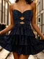Aristocratic A-line Sweetheart Cascading Ruffles Short/Mini Homecoming Dress
