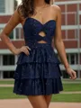 Aristocratic A-line Sweetheart Cascading Ruffles Short/Mini Homecoming Dress