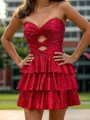 Aristocratic A-line Sweetheart Cascading Ruffles Short/Mini Homecoming Dress