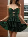 Aristocratic A-line Sweetheart Cascading Ruffles Short/Mini Homecoming Dress