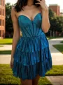Splendiferous A-line Sweetheart Cascading Ruffles Short/Mini Corset Homecoming Dress