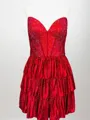 Splendiferous A-line Sweetheart Cascading Ruffles Short/Mini Corset Homecoming Dress