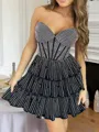 Hermosos A-line Sweetheart Cascading Ruffles Short/Mini Stretch Crepe Homecoming Dress