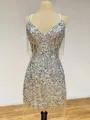 Trendy Sheath Spaghetti Straps Sequin Short/Mini Homecoming Dress